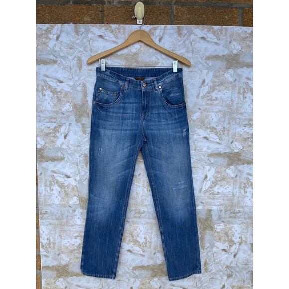 Brunello Cucinelli Low‑Slung Relaxed Jeans – Size 4, Medium Wash, Made in Italy - Picture 1 of 12